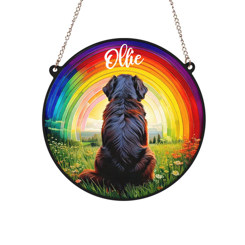 Bernese Mountain Dog Rainbow Bridge Personalised Stained Glass Effect Suncatcher